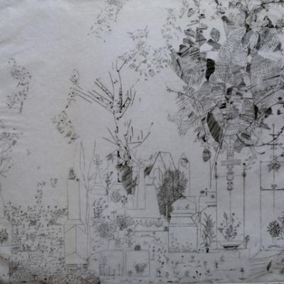 Le Père-Lachaise, burin sur cuivre.