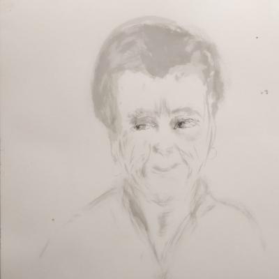 Louise 2, encre sur carton, 50x50 cm, 2024