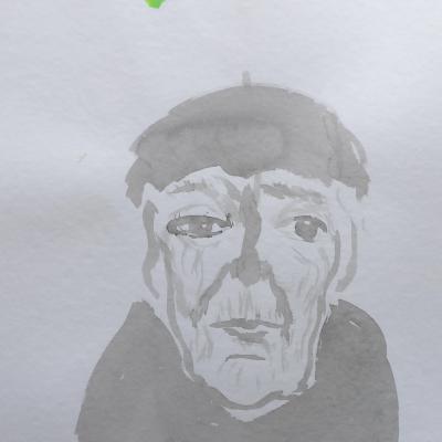 Louise, encre sur papier aquarelle 300g, 50x50 cm, 2024