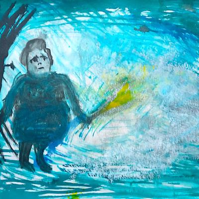 Au fond de la grotte, encre, 50 x 65 cm, 2025